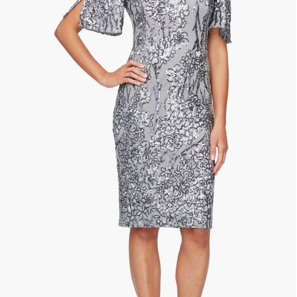Elegant Gray Sequin Dress